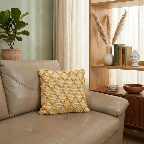 Sunshine Honey Diamond Hand-Tufted Cushion Covers - 16*16 inches Set of 2 (TFB)