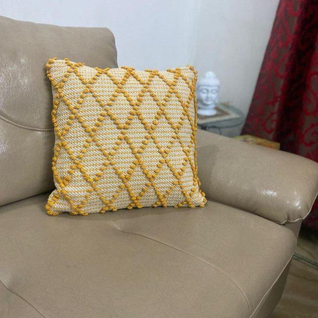 Sunshine Honey Diamond Hand-Tufted Cushion Covers - 16*16 inches Set of 2 (TFB)