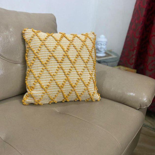 Sunshine Honey Diamond Hand-Tufted Cushion Covers - 16*16 inches Set of 2 (TFB)
