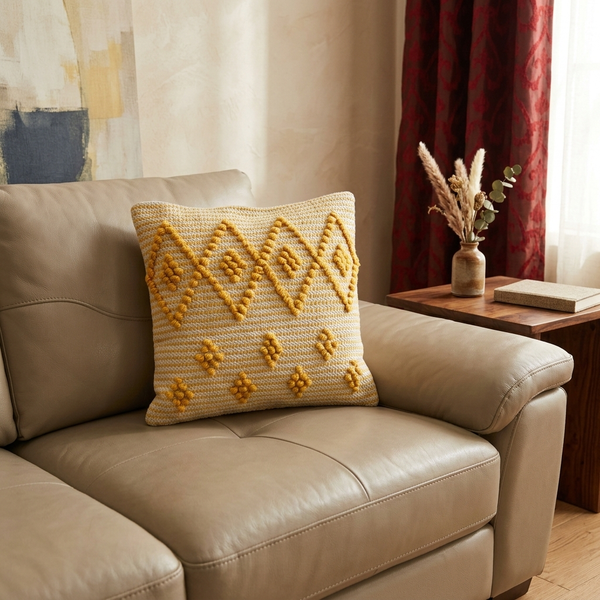 Warm Honey & Ochre Hand-Tufted Cushion Covers - 16*16 inches Set of 2 (TFB)