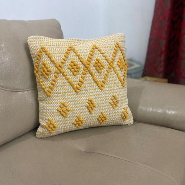 Warm Honey & Ochre Hand-Tufted Cushion Covers - 16*16 inches Set of 2 (TFB)