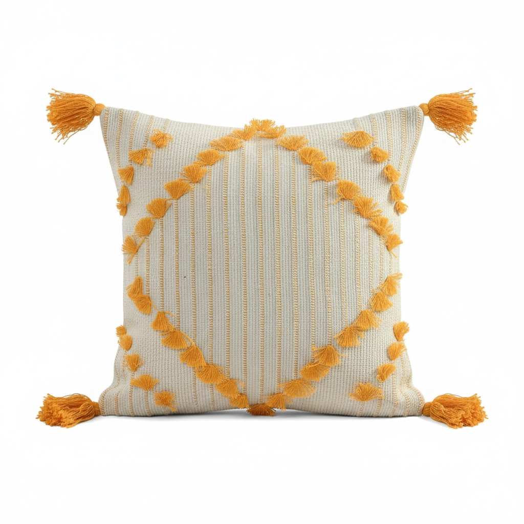 Sunny Yellow Diamond Hand-Tufted Cushion Covers - 16*16 inches Set of 2 (TFB)