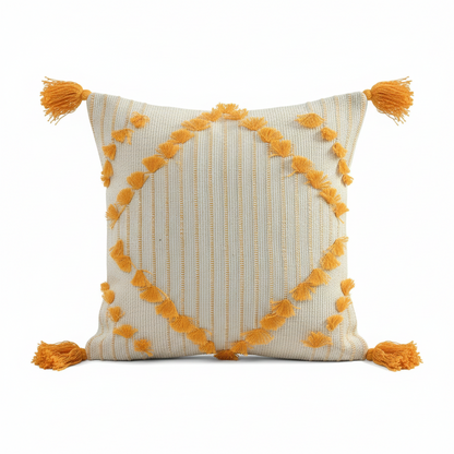 Sunny Yellow Diamond Hand-Tufted Cushion Covers - 16*16 inches Set of 2 (TFB)