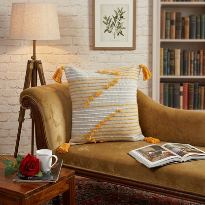 Boho-Chic Zig-Zag Hand-Tufted Cushion Covers - 16*16 inches Set of 2 (TFB)