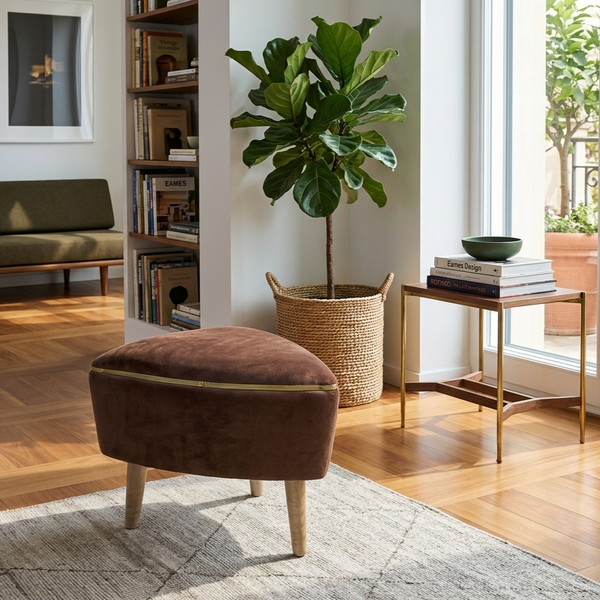 Luxury Velvet Triangular Ottoman - 16*14 inches (TFB)