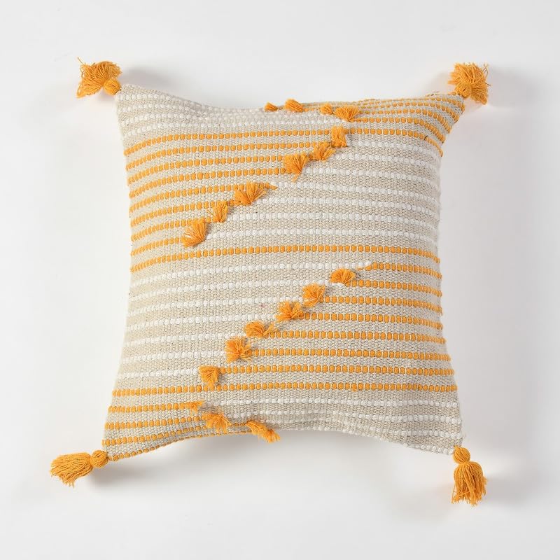 Boho-Chic Zig-Zag Hand-Tufted Cushion Covers - 16*16 inches Set of 2 (TFB)