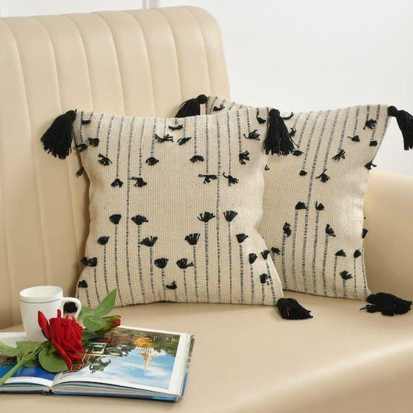 Modern Monochrome Tones Hand-Tufted Cushion Covers - 16*16 inches Set of 2 (TFB)
