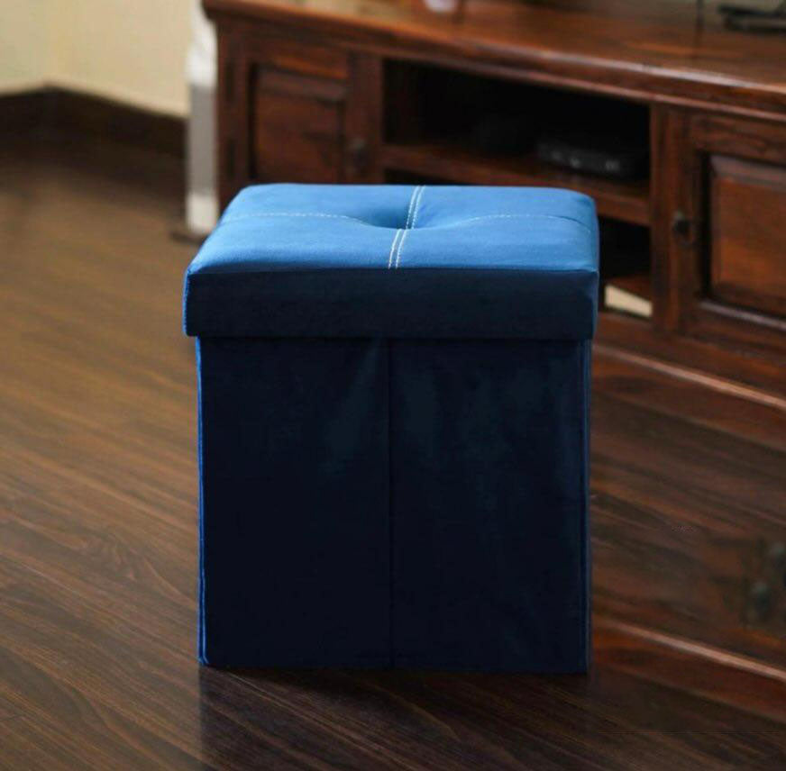 Modern Blue Fabric Storage Ottoman - 16*14 inches (TFB)