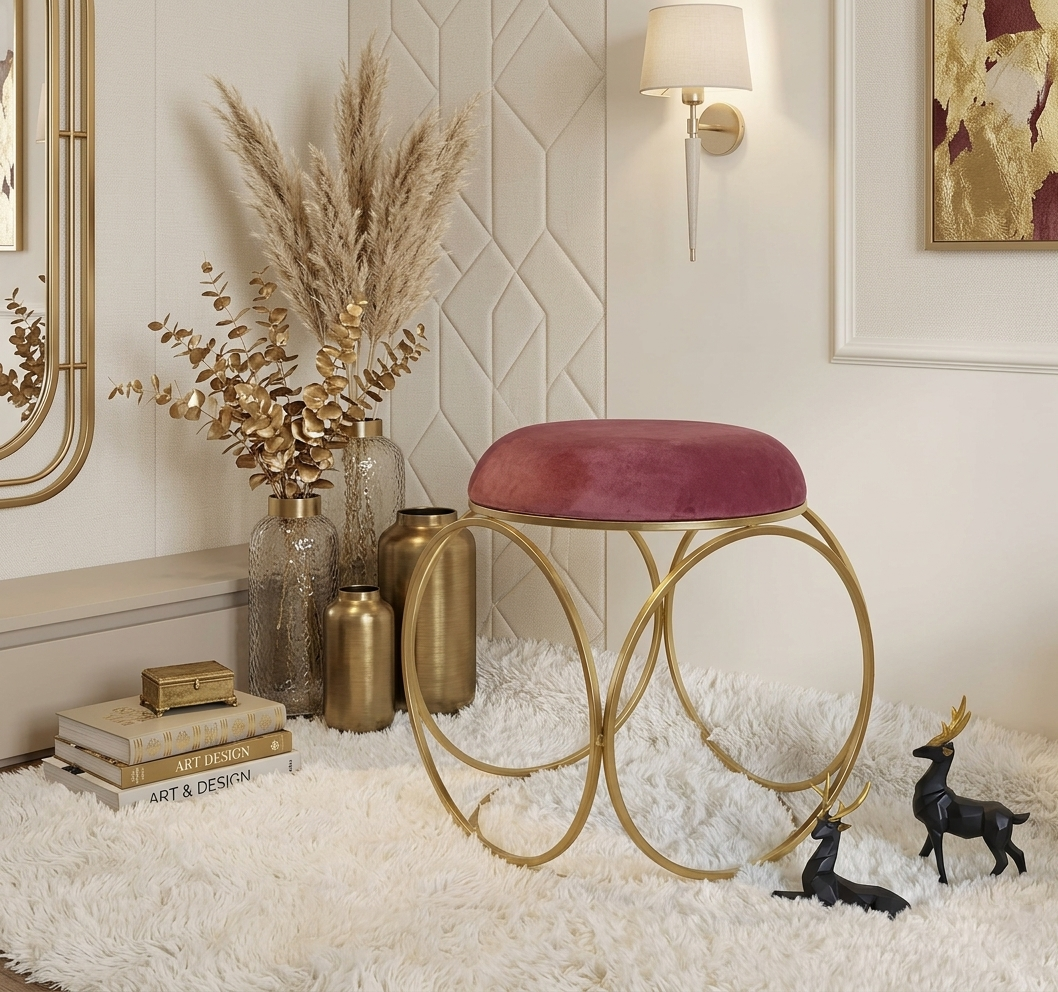 Art Deco Inspired Ottoman - 16*14 inches (TFB)