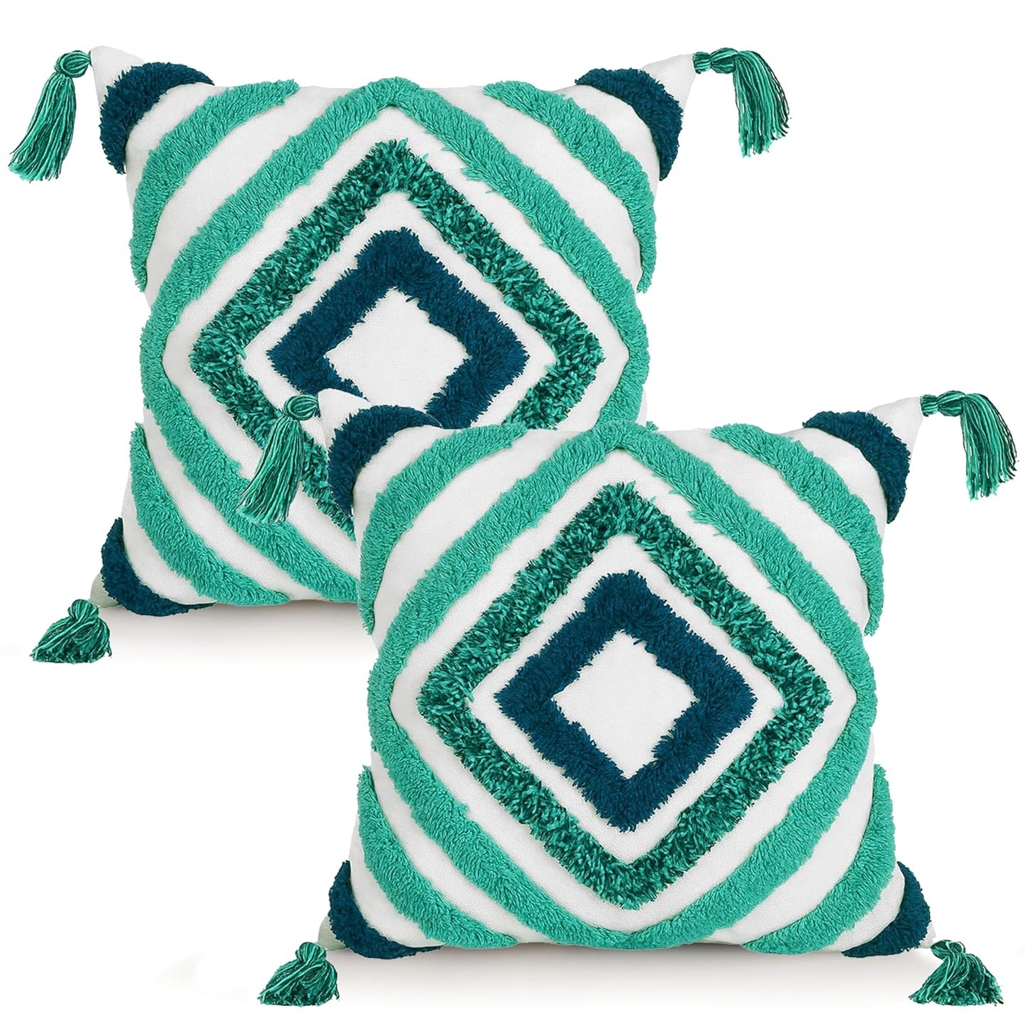 Refreshing Color Diamond Hand-Tufted Cushion Covers - 16*16 inches Set of 2 (TFB)