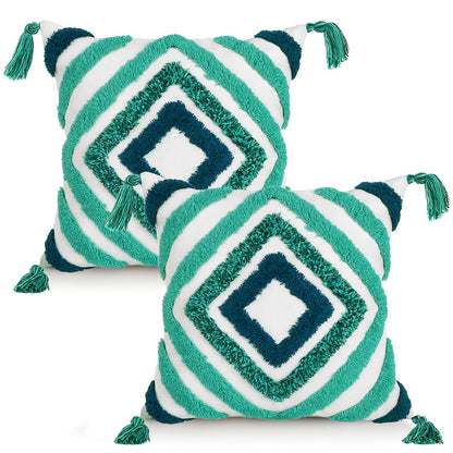 Refreshing Color Diamond Hand-Tufted Cushion Covers - 16*16 inches Set of 2 (TFB)