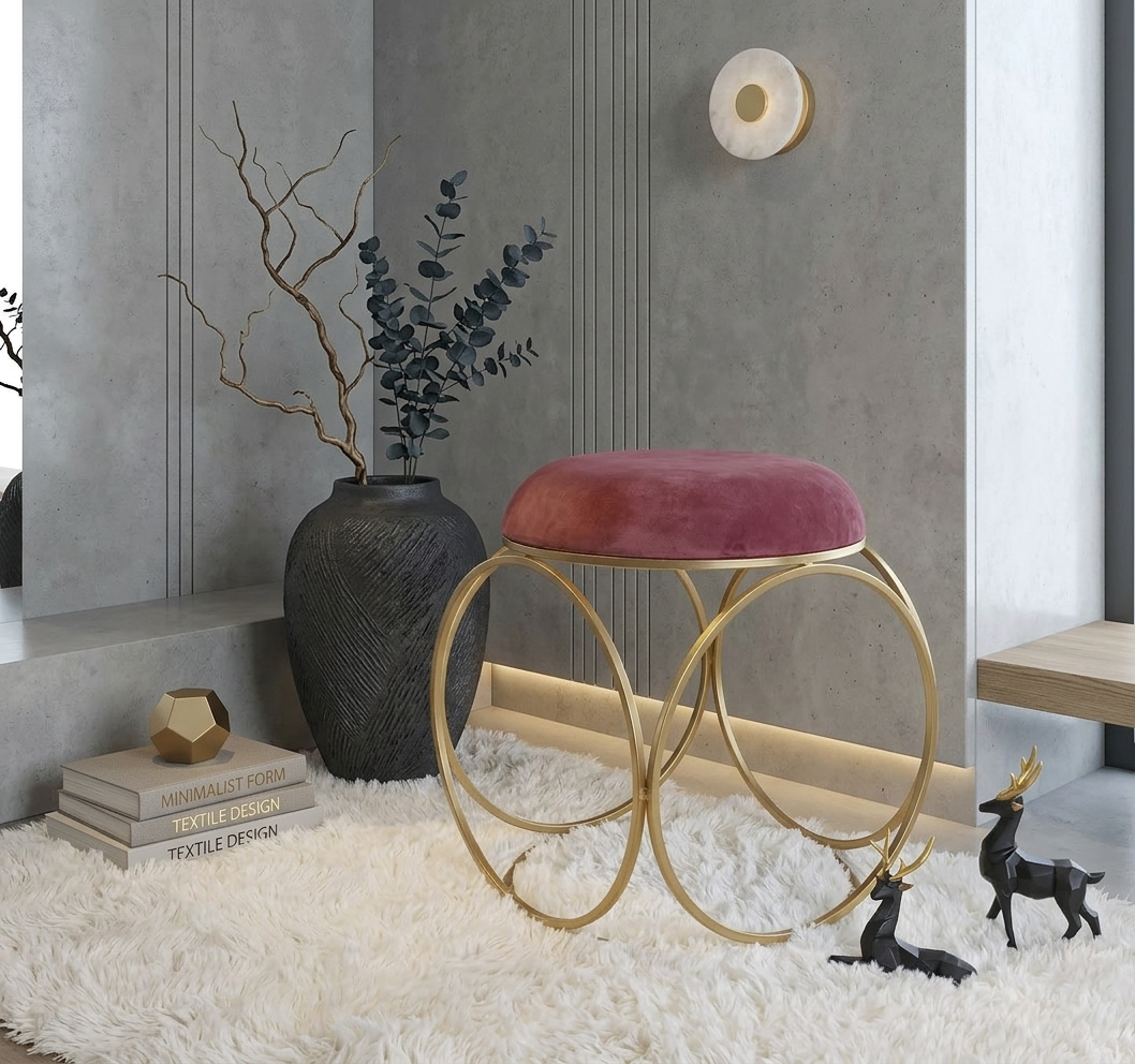 Art Deco Inspired Ottoman - 16*14 inches (TFB)