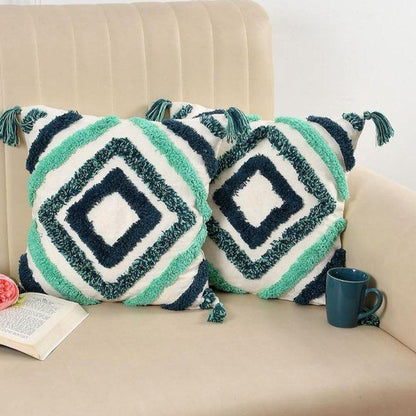 Refreshing Color Diamond Hand-Tufted Cushion Covers - 16*16 inches Set of 2 (TFB)