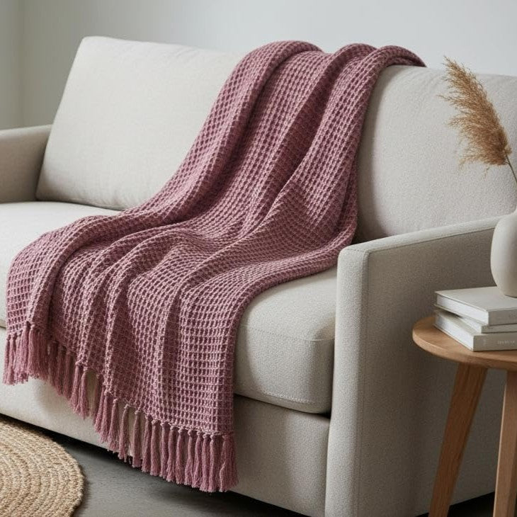 Waffle Weave Tassel Throws - 50*60 inches (TFB)