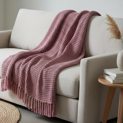 Waffle Weave Tassel Throws - 50*60 inches (TFB)