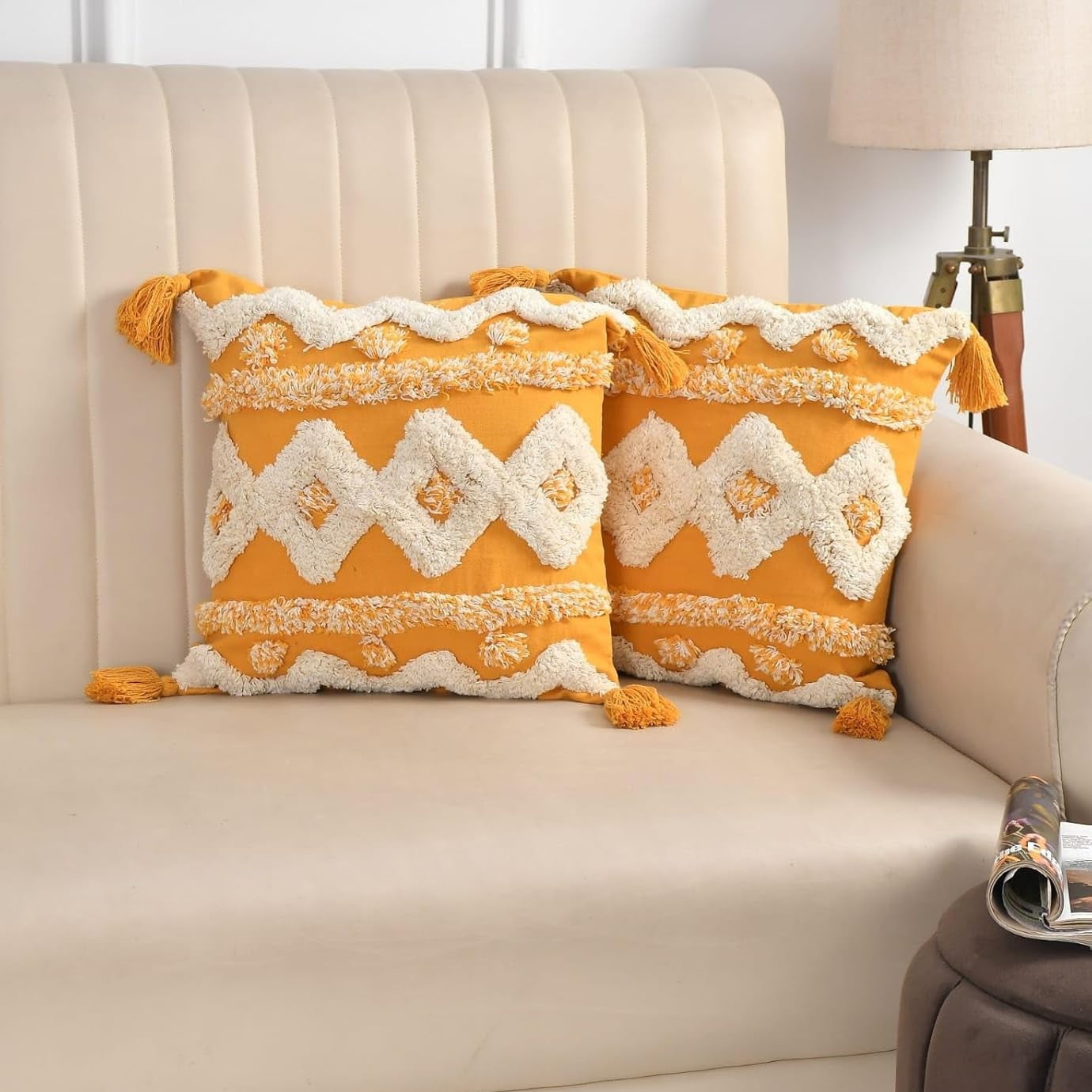Bright Sunshine Hand-Tufted Cushion Covers - 16*16 inches Set of 2 (TFB)