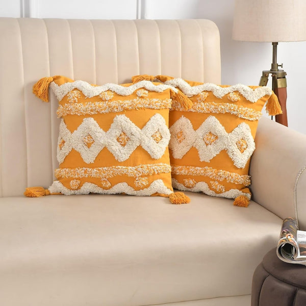Bright Sunshine Hand-Tufted Cushion Covers - 16*16 inches Set of 2 (TFB)