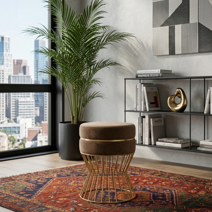 Glamorous Velvet Accent Ottoman - 16*14 inches (TFB)