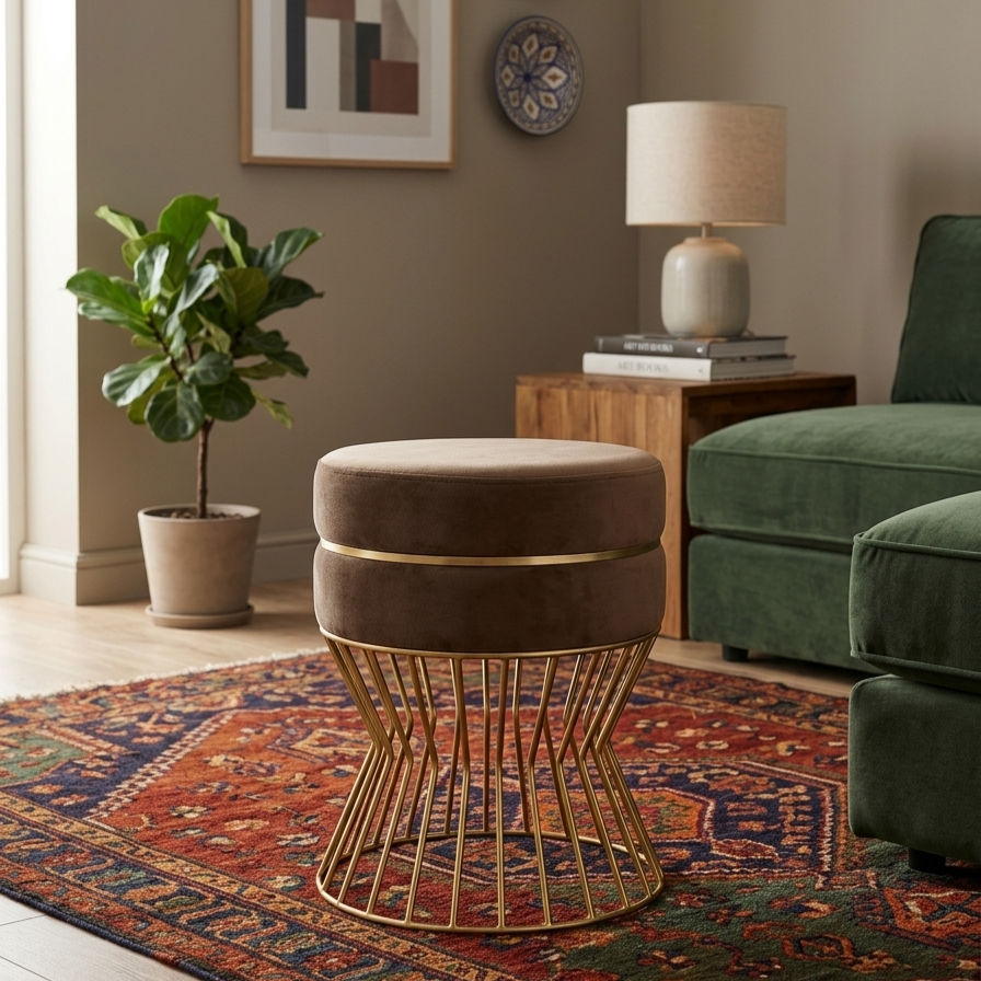 Glamorous Velvet Accent Ottoman - 16*14 inches (TFB)