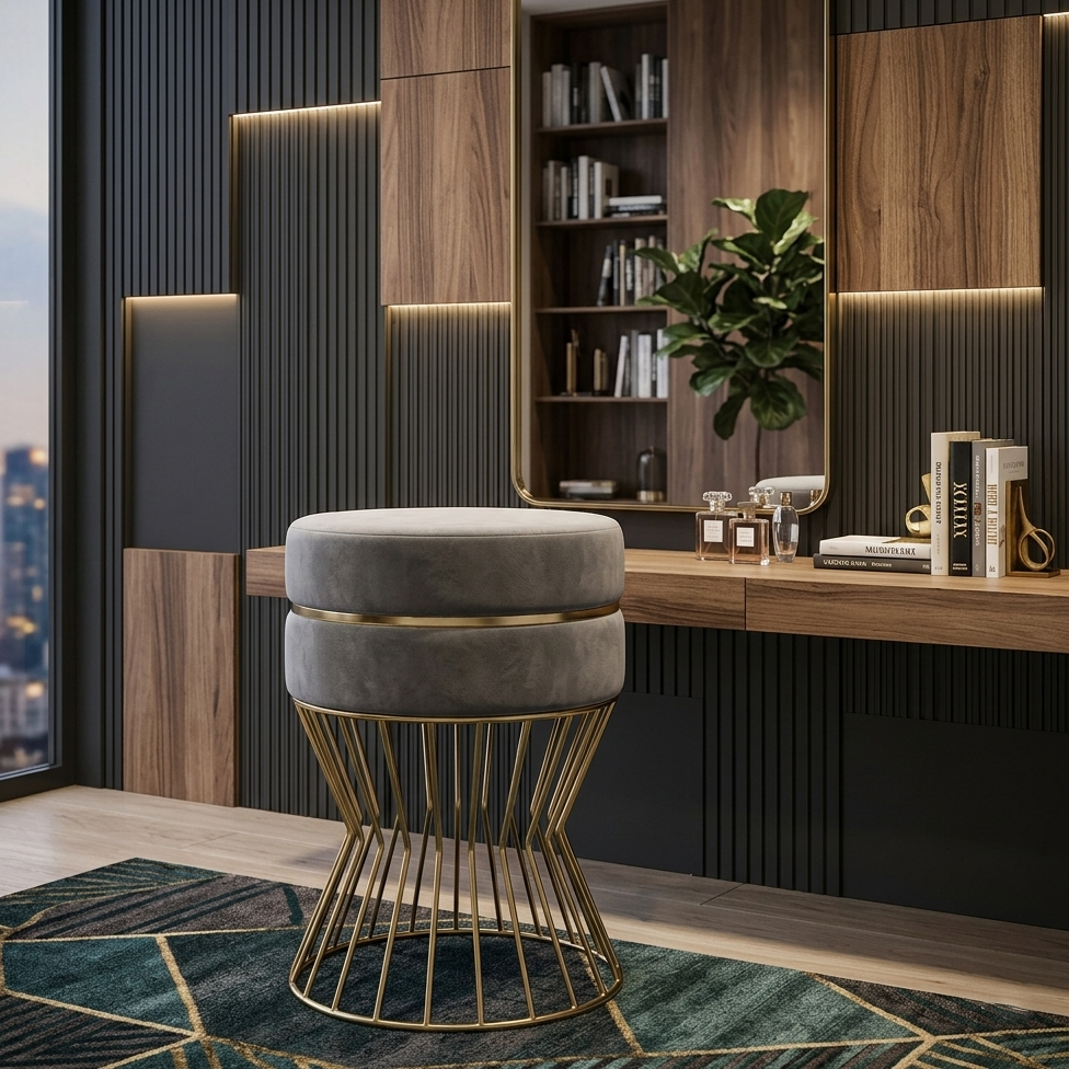 Glamorous Velvet Accent Ottoman - 16*14 inches (TFB)