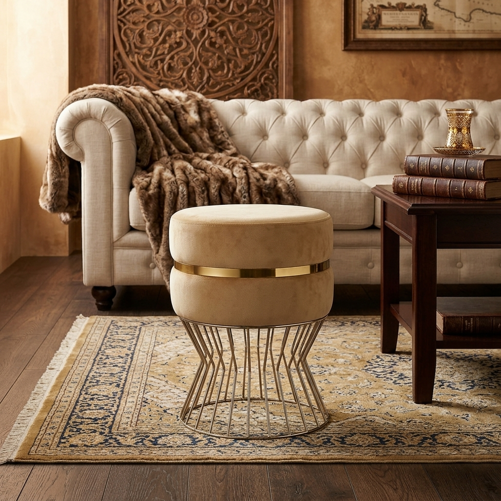 Glamorous Velvet Accent Ottoman - 16*14 inches (TFB)