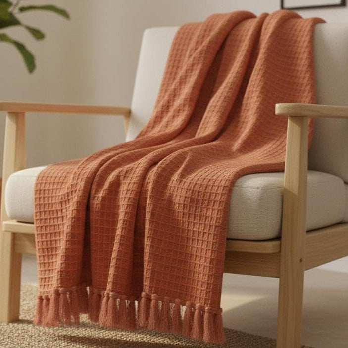 Waffle Weave Tassel Throws - 50*60 inches (TFB)