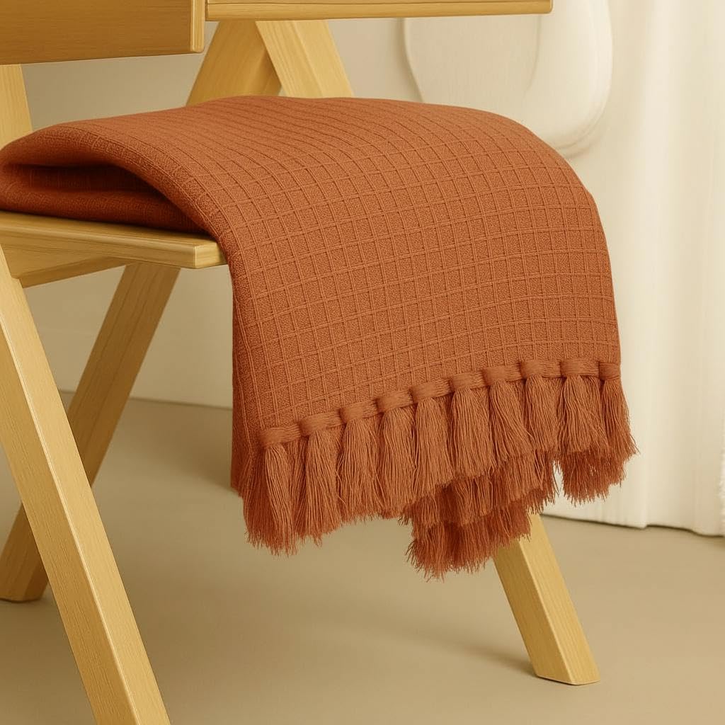 Waffle Weave Tassel Throws - 50*60 inches (TFB)