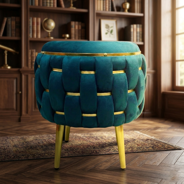 Modern Velvet Woven-Look Ottoman - 16*14 inches (TFB)