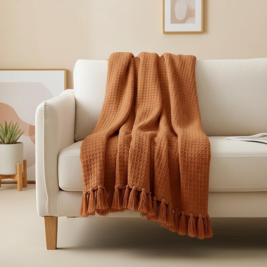 Waffle Weave Tassel Throws - 50*60 inches (TFB)