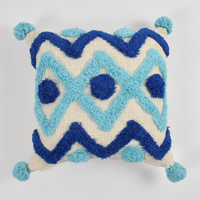 Vibrant Contrast Hand-Tufted Cushion Covers - 16*16 inches Set of 2 (TFB)