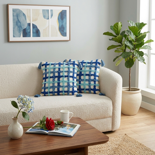 Modern Geometric Hand-Tufted Cushion Covers - 16*16 inches Set of 2 (TFB)