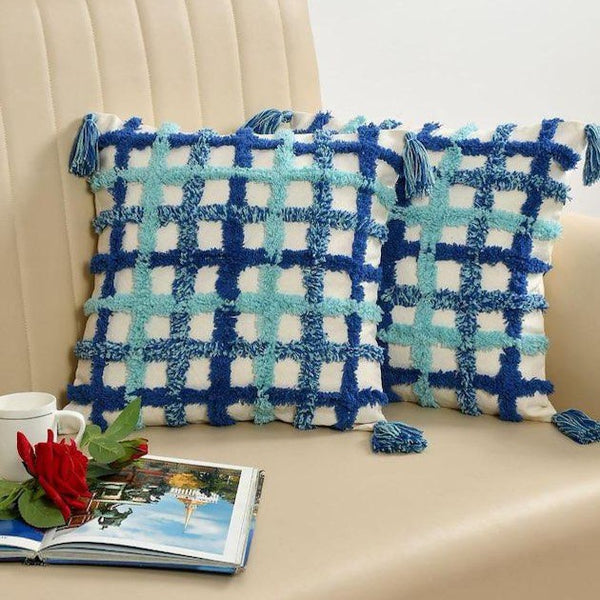 Modern Geometric Hand-Tufted Cushion Covers - 16*16 inches Set of 2 (TFB)