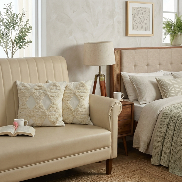 Boho Neutrals Hand-Tufted Cushion Covers - 16*16 inches Set of 2 (TFB)