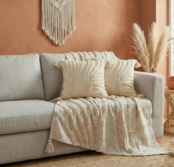 Boho-Inspired Tufted Cotton Throw - 50*60 inches (TFB)
