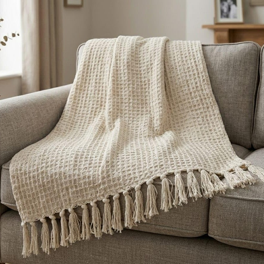 Waffle Weave Tassel Throws - 50*60 inches (TFB)