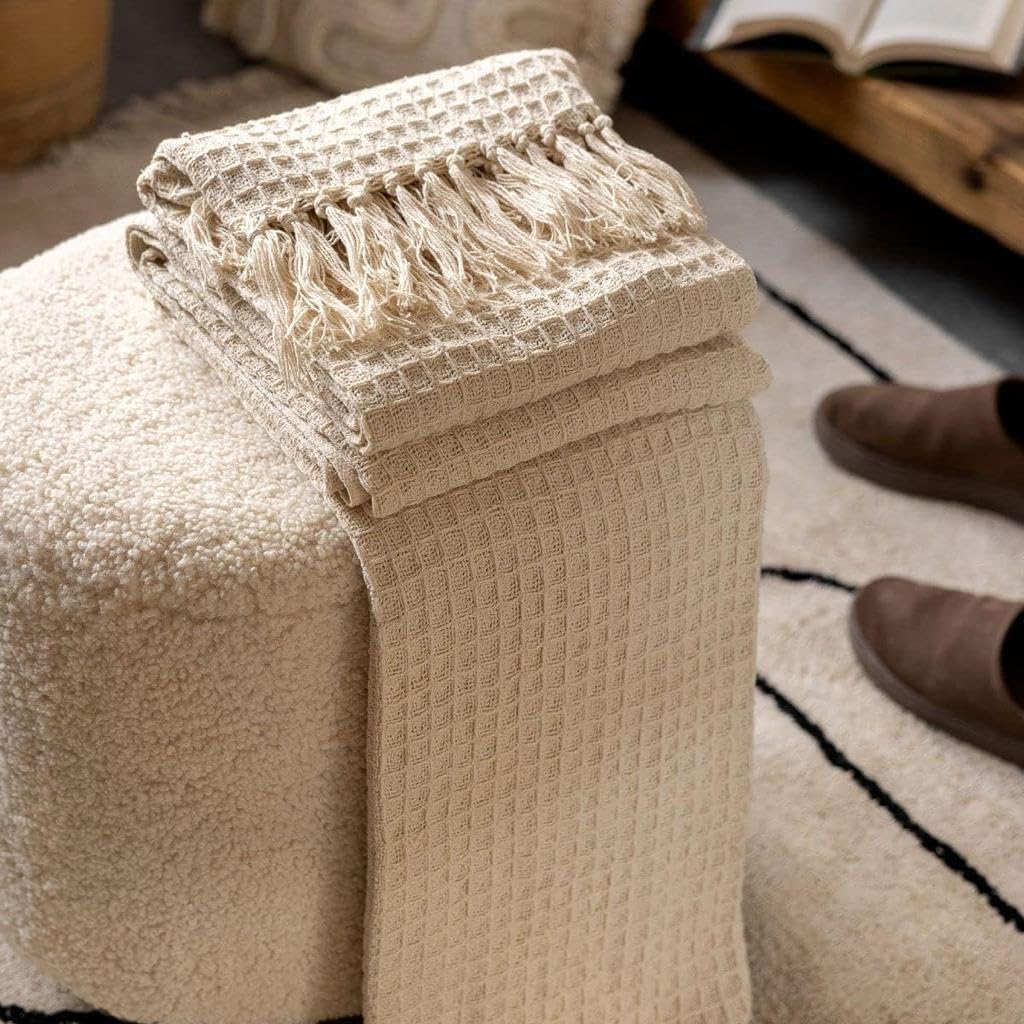 Waffle Weave Tassel Throws - 50*60 inches (TFB)