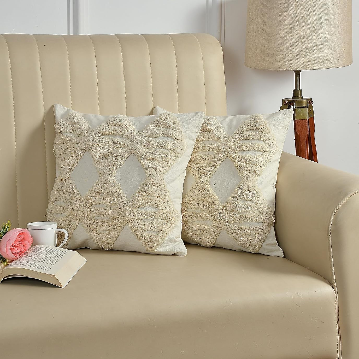 Boho Neutrals Hand-Tufted Cushion Covers - 16*16 inches Set of 2 (TFB)