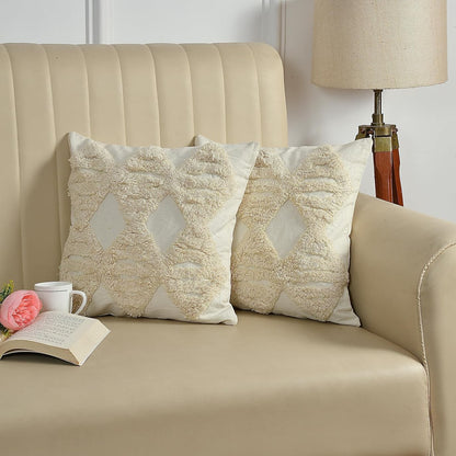 Boho Neutrals Hand-Tufted Cushion Covers - 16*16 inches Set of 2 (TFB)