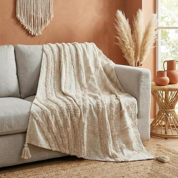 Boho-Inspired Tufted Cotton Throw - 50*60 inches (TFB)