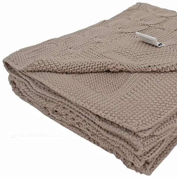 Chunky Cable-Knit Cotton Throw - 50*60 inches (TFB)
