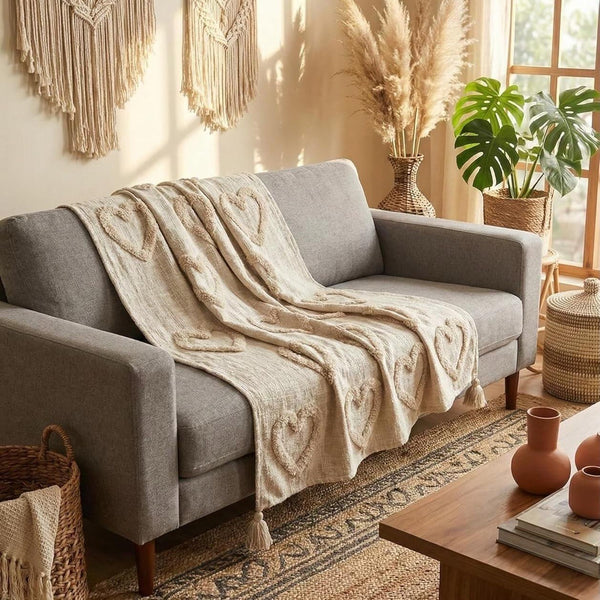 Heart Tufted Cotton Throw - 50*60 inches (TFB)