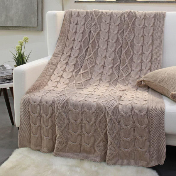 Chunky Cable-Knit Cotton Throw - 50*60 inches (TFB)