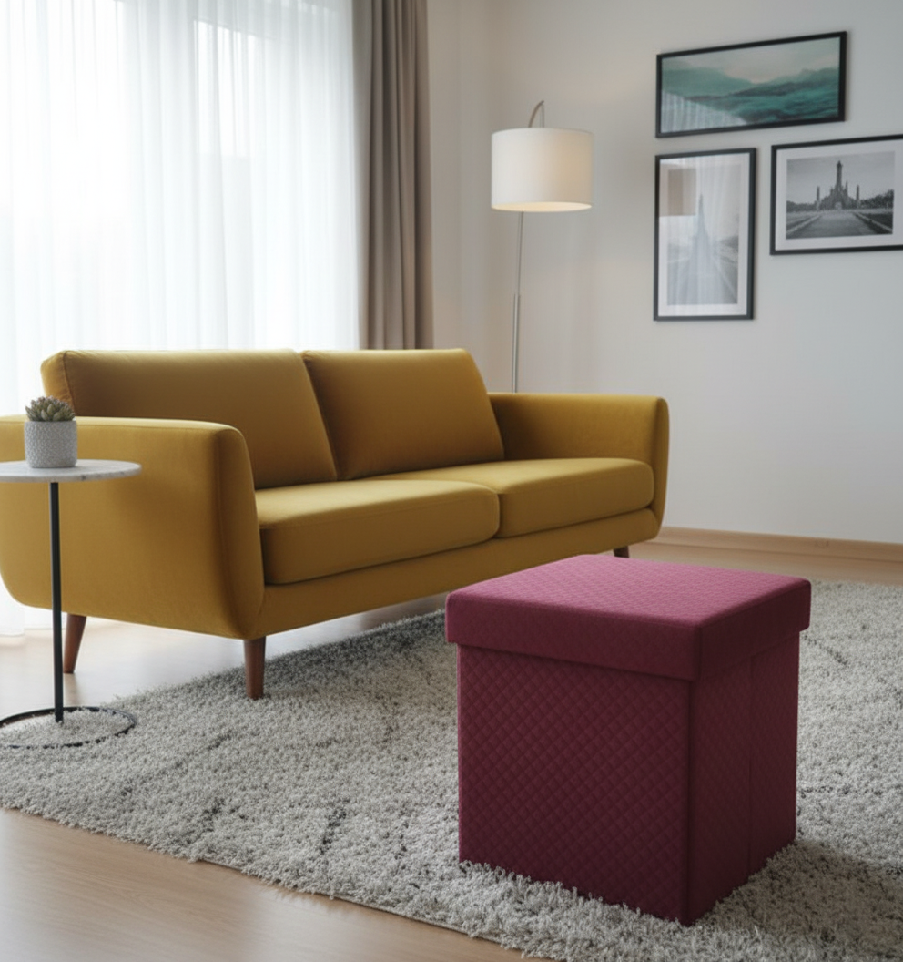 Compact Multi-Purpose Storage Ottoman - 16*14 inches (TFB)