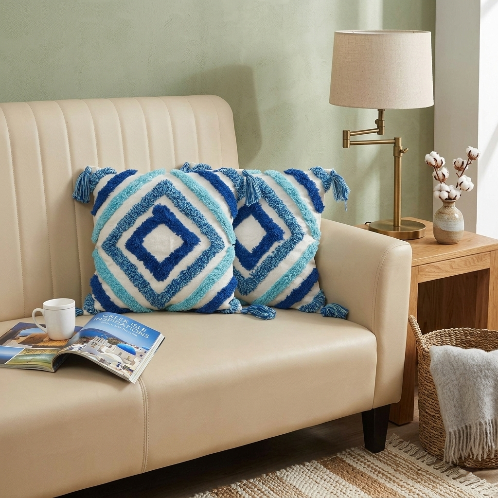 Refreshing Color Diamond Hand-Tufted Cushion Covers - 16*16 inches Set of 2 (TFB)