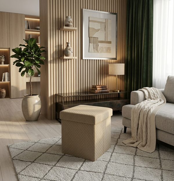 Compact Multi-Purpose Storage Ottoman - 16*14 inches (TFB)