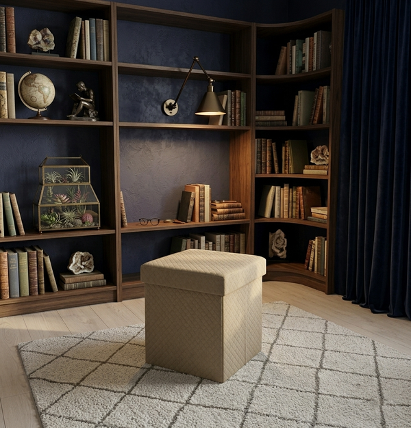 Compact Multi-Purpose Storage Ottoman - 16*14 inches (TFB)