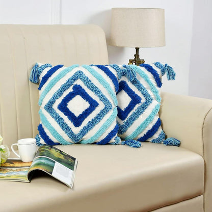 Refreshing Color Diamond Hand-Tufted Cushion Covers - 16*16 inches Set of 2 (TFB)