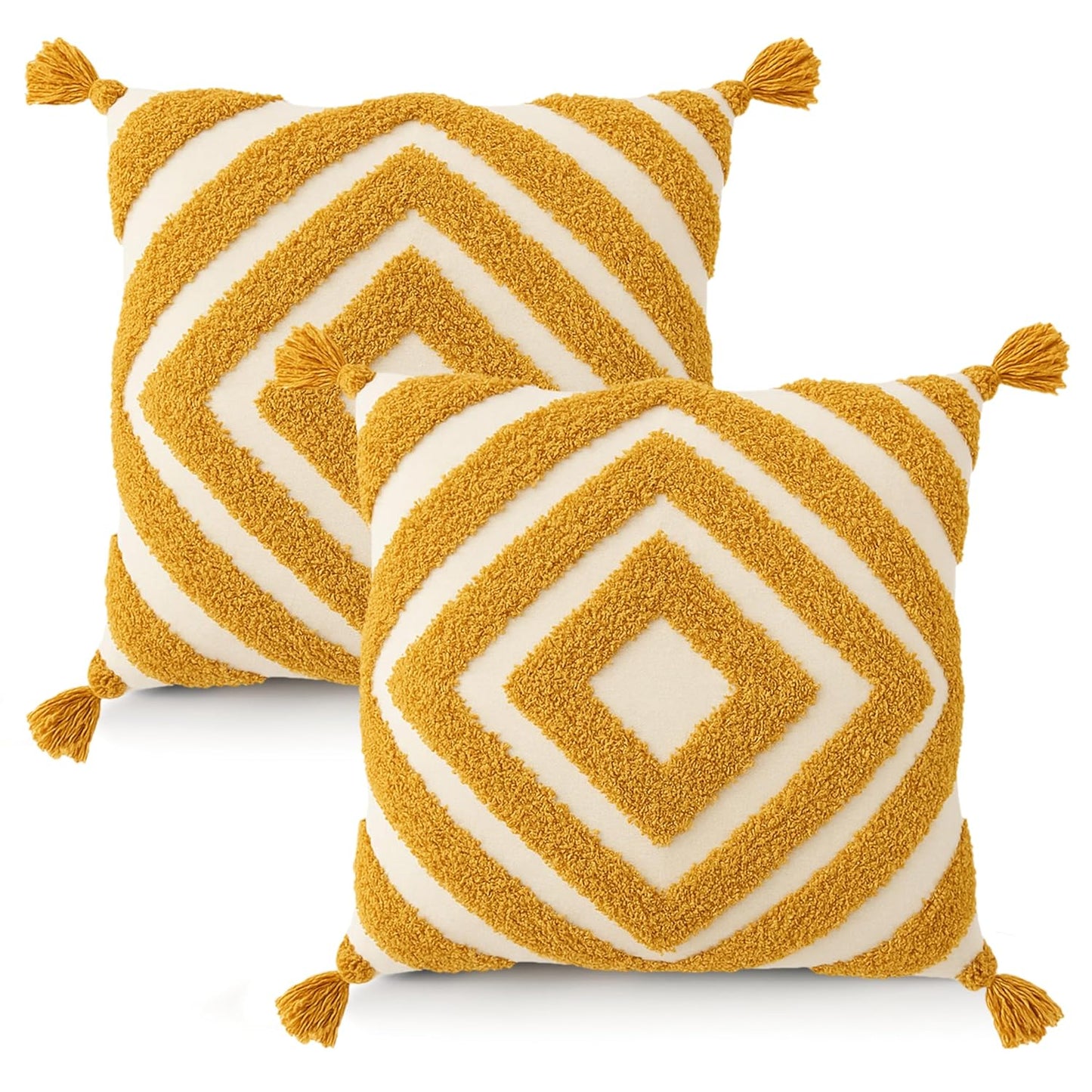 Refreshing Color Diamond Hand-Tufted Cushion Covers - 16*16 inches Set of 2 (TFB)