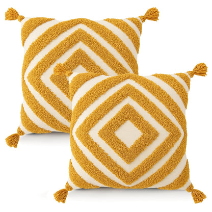 Refreshing Color Diamond Hand-Tufted Cushion Covers - 16*16 inches Set of 2 (TFB)