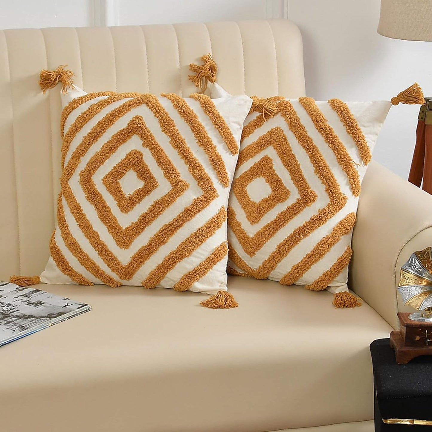 Refreshing Color Diamond Hand-Tufted Cushion Covers - 16*16 inches Set of 2 (TFB)